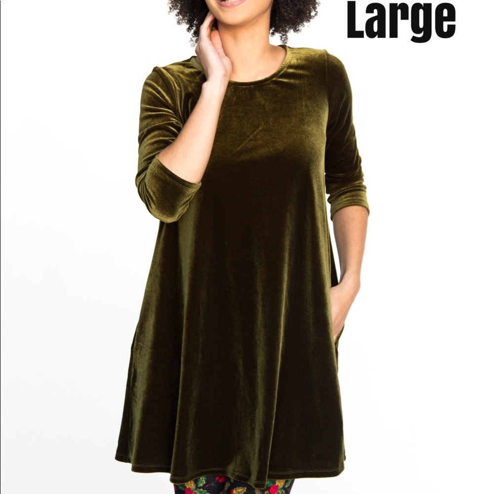Deep olive green velvet tunic